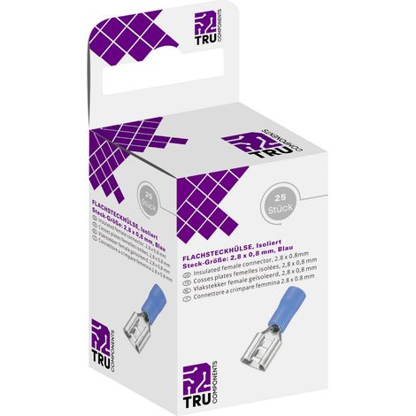 TRU COMPONENTS T1904C041 Flachsteckhülsen-Sortiment Steckbreite: 2.80 mm Steckdicke: 0.80 mm 180 ° (1/2)