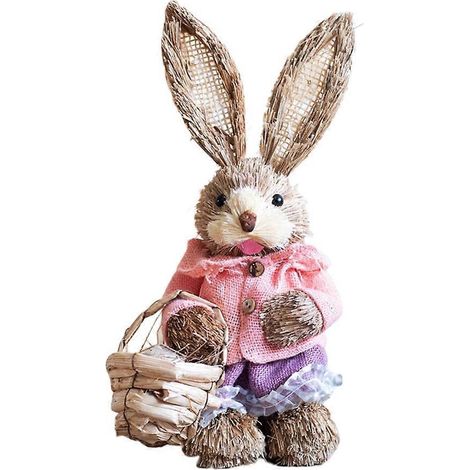 Niedlicher Strohhase für Osterdekorationen, Gartenschmuck, Partys, Hochzeiten, Zuhause, 7-teilig.