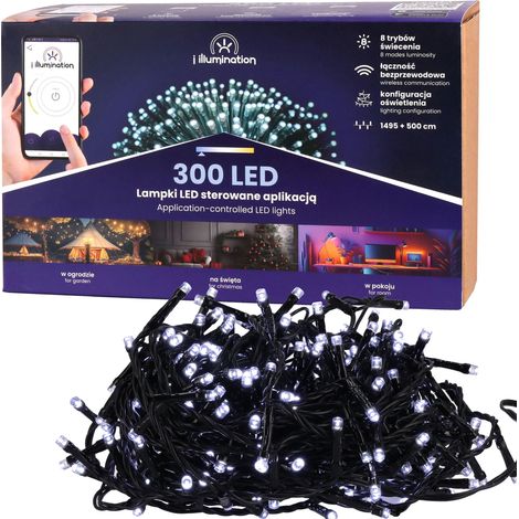 300 luces navideñas LED BLANCAS CONTROLADAS POR TELÉFONO (1/5)