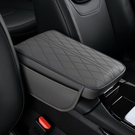 Coussin D'accoudoir Voiture En Mousse à Mémoire De Forme, Couverture Console Centrale Voiture Accessoires Automobiles, Boîte Cuir Accoudoir Accessoires Pour Les Véhicules(Gris) (1/5)