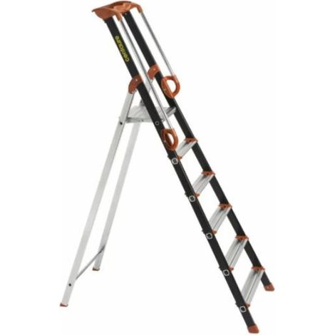 Centaure – Escabeau 6 marches aluminium pliable – Hauteur de travail max 320cm – Sécurisé avec rampes – Plateforme 120cm – Garantie 5 ans