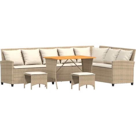 Juego de sofás de jardín en forma de L con cojines 4 pzas beige vidaXL (1/5)