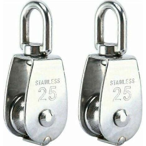 Poulie simple M25 en acier inoxydable 304, charge admissible 150 kg, lot de 2 (1/4)