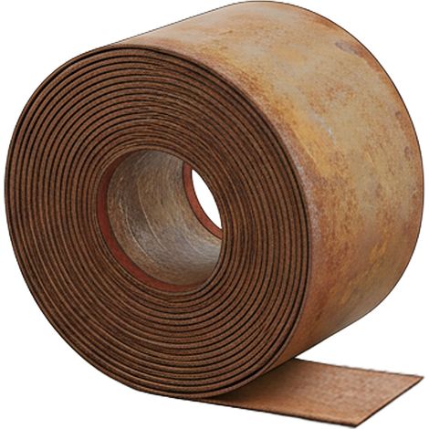 Relaxdays Rasenkante, 10 m x 15 cm, Metall, Rostoptik, Rolle, flexible Beeteinfassung, Umrandung für Beet & Rasen, braun (1/5)