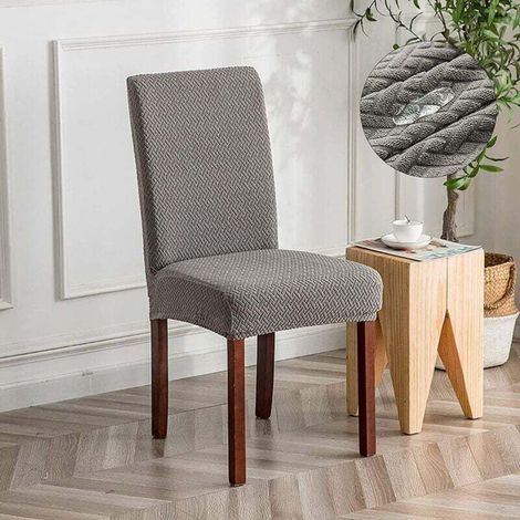 Waterproof Grey Jacquard Tartan Chair Cover Universal Modern Durable Chair Cover for Hotel Banquet Restaurant Decoration (1 Piece) MUMU (1/4)