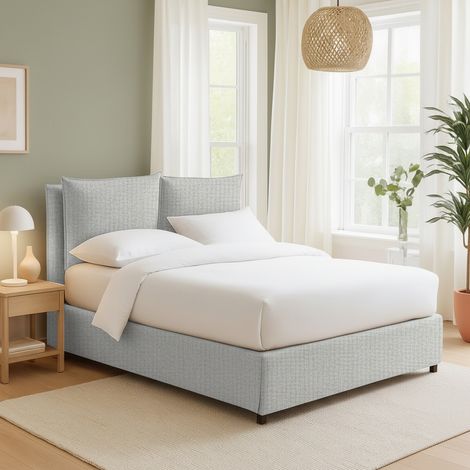 Lit Simple Penrith, Déhoussable, Avec Rangement Made in Italy, Gris Clair (1/5)