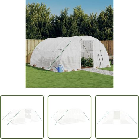 vidaXL Gemüse - Gewächshaus mit Stahlrahmen Weiß 16 m² 4x4x2 m (1/5)
