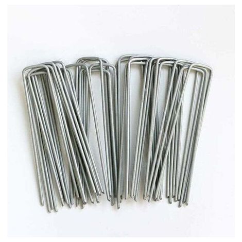 Piquets de jardin en U de 150 mm idéaux pour membranes anti-mauvaises herbes, tissus, gazon synthétique, tapis, treillis galvanisé (pack de 50) (1/4)