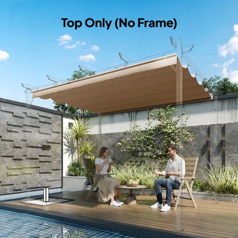 Toile de Toit Pergola Tonnelle Rétractable 3x3 m, Toile Seule 250x255 cm, Écru (1/5)