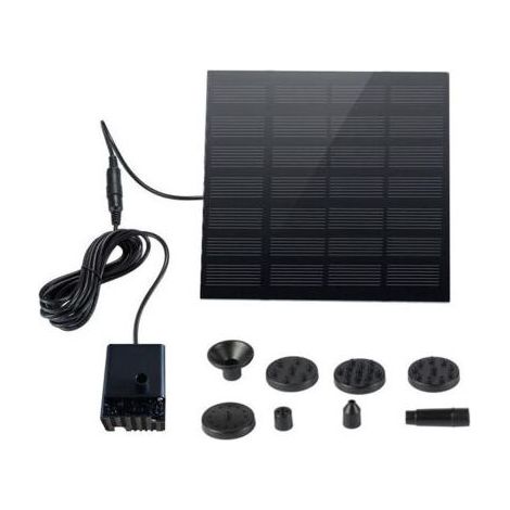 Fontaine solaire Ulisem - Pompe de fontaine solaire de jardin 1,5 W avec 6 buses pour bain d'oiseaux, étang, piscine, terrasse, décoration de jardin (1/4)