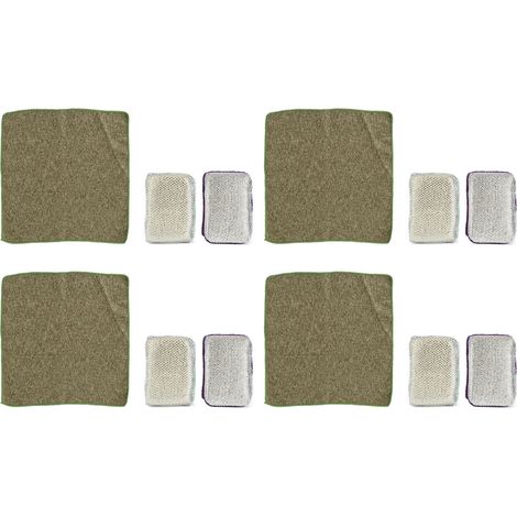 4 Lots Éponges à Vaisselle en Fibre et Torchons pour Cuisine - Ustensiles Ménagers (1/5)