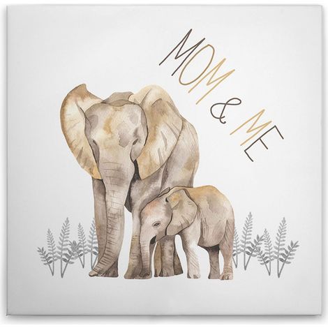 Leinwandbild Elefanten M1-No.50604 - Kunstdruck auf Leinwand in Beige Grau - Wandbild 30 x 30 cm (1/5)