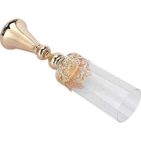 Dekorativer Kerzenhalter aus Schmiedeeisen im europäischen Stil mit einem goldenen Glaskerzenhalter für Hochzeiten (1/5)