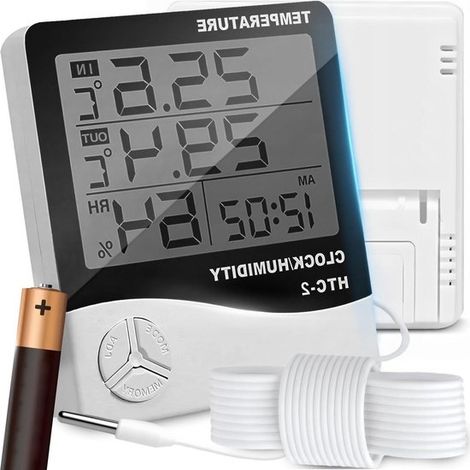 Digitales Thermo-Hygrometer für den Innen und Außenbereich präzises Raumthermometer zur Klimatisierung von Innenräumen Hygrometer mit Sonde zur (1/5)