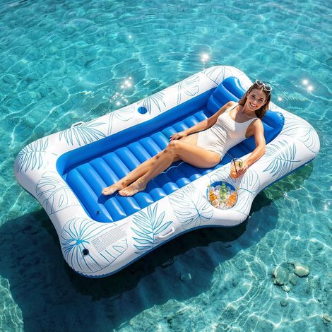 Matelas Gonflable Piscine en PVC, Flotteur Gonflable Piscine en Baleine, Bouée Piscine d'eau avec Porte-gobelet, Matelas Flottant de Piscine Hamac d'eau Gonflable pour Adultes Enfants (1/5)