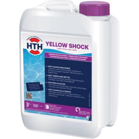 HTH – Anti-algues moutarde 3L – Traitement curatif contre algues résistantes – Formule ultra concentrée sans cuivre – Sécurité renforcée