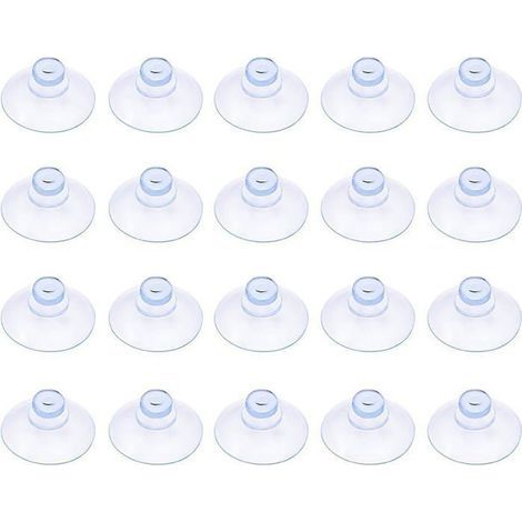 Lot de 20 petites ventouses en plastique transparentes, sans crochet, 20 mm (1/5)