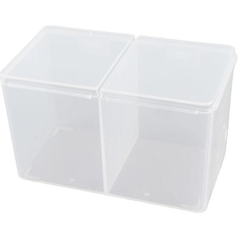 Boîte de rangement pour 2 compartiments, cotons-tiges, vernis à ongles et paillettes. (1/5)