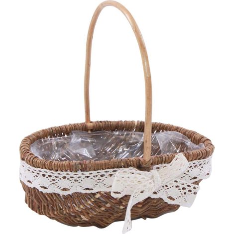 Cesto ovale in vimini grezzo con manico, 30X20H12/32 cm (1/2)