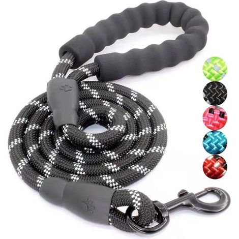 Laisse pour chien,Laisse pour chien robuste avec poignée rembourrée confortable(noir, 1,2 m) (1/5)
