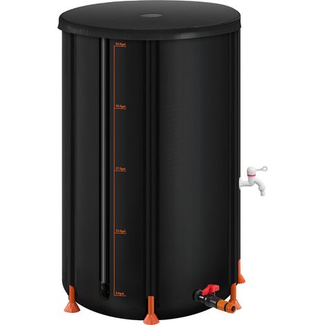 Mophorn Récupérateur d'eau de pluie pliable 250 L, réservoir en PVC 500D avec robinet et kit trop-plein, idéal pour collecter l'eau pour l'arrosage du jardin, noir (1/5)