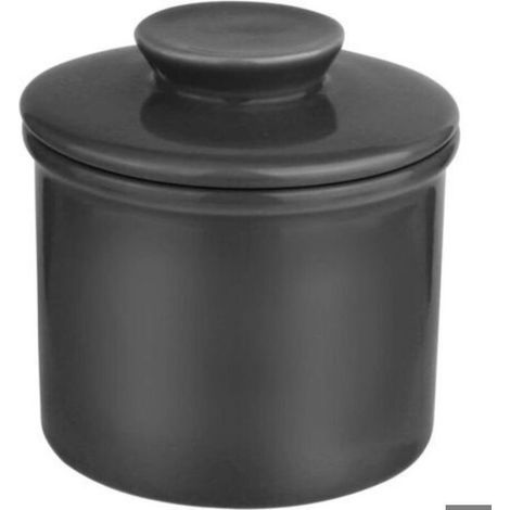 Beurrier - Céramique - Refroidissement À L Eau - Pour Beurre Frais Et Tartinable - Noir - 1 Pièce (1/5)