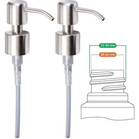 Pompe de Rechange pour Distributeur de Savon Liquide - Acier Inoxydable, Inox à finition brossée, 2 pièces - 24 mm LangRay Arrosoir (1/4)
