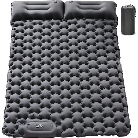 Colchón de camping doble ultragrueso con almohada integrada para mochileros, senderismo, colchón de camping portátil (1/5)