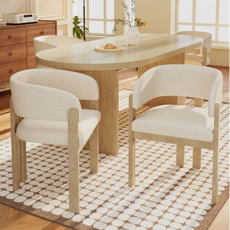Set di 6 sedie da pranzo 60x51x80 cm in legno naturale con braccioli - MEUBLIV (1/5)