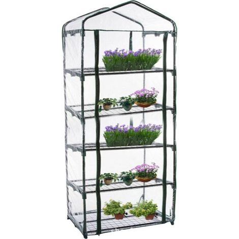 Small Walk-in Greenhouse with PVC Plastic Cover, Portable Outdoor Greenhouse, Used for Seedling and Flower Growth, 3 Layers, Excluding Stand (69 x 49 x 187 cm) (1/5)