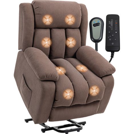 HOMCOM Power Lift Recliner, Lift Chair with Vibration Massage, Dark Brown