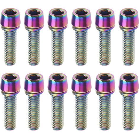 12pcs M5x17mm Bicycle Stem Bolts Titanium Alloy Bolts Screws with Washers for Securing Bicycle Stem Front and Rear Derailleurs Grip Ring Post Clamp (1/5)