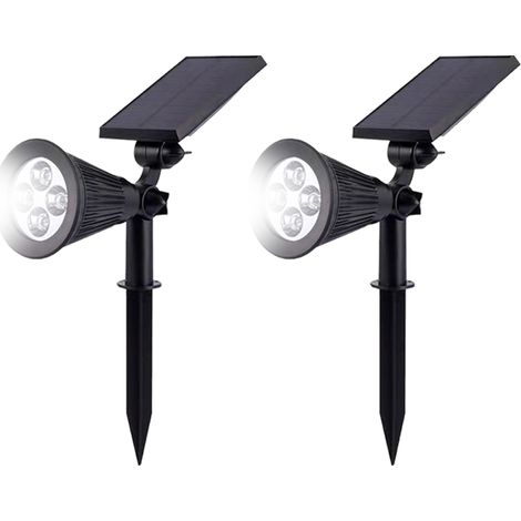 Lot de 2 spots solaires LED d'extérieur pour éclairage paysager, terrasse ou jardin. (1/5)
