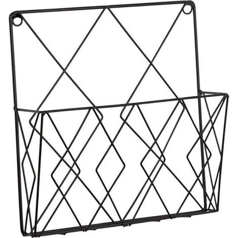 Porte-revues mural noir pour journaux et magazines – Rangement mural design, fixation facile (1/5)