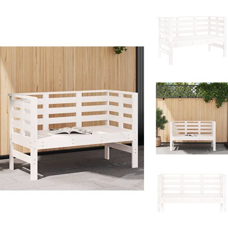 vidaXL Gartenbank Weiß 111,5x53x71 cm Massivholz Kiefer (1/5)