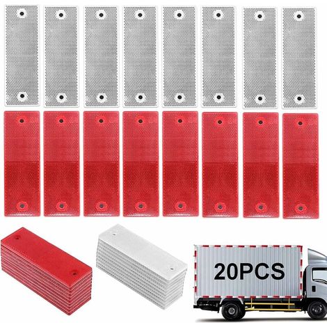 Rectangular Reflector 20 Pcs Car Reflector Sticker Plastic Reflector Truck Reflector For Caravans/RV/Truck/Trailer Cat Eye Cat Eye Red White (1/5)