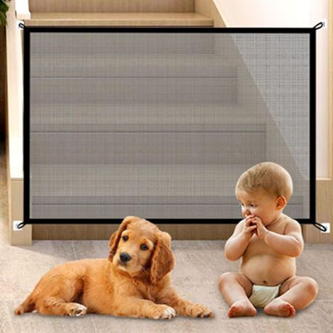 Porte Magique pour Chien Barrière de Sécurité pour Bébés Chiens Portable Barrieres Chien sans Percage Barriere de Protection en Filet pour Animaux Filet Clôture Chiens pour Porte Escaliers Couloirs (1/5)