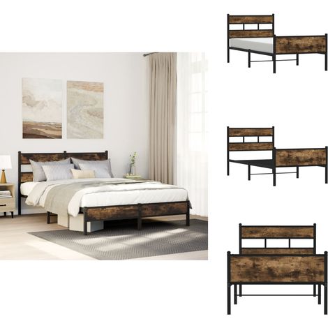 Cadre de lit sans matelas chêne fumé 100x190 cm bois ingénierie - Cadre De Lit - Cadres De Lit - Lit Simple - Lit (1/5)