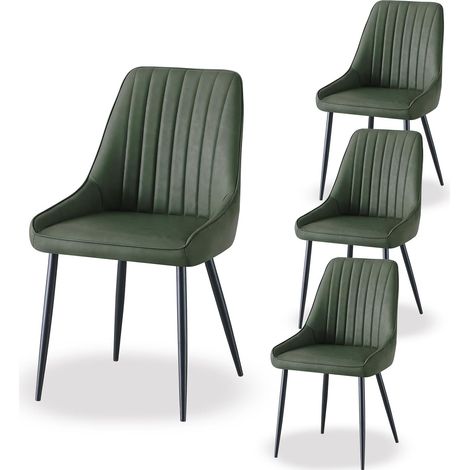 AINPECCA Dining Chairs set of 4 Armless Faux Leather Kitchen Chair with Backs Metal Legs for Dining Room Living Room and Kitchen (4pcs,Green) (1/5)