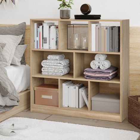 Bücherregal Regal Standregal, 8 Regalfächer, 97,5 x 30 x 100 cm, Eichen-Optik