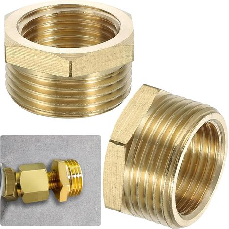 Lot de 2 réducteurs en laiton, raccord fileté hexagonal, filetage mâle de 25 mm x 20 mm, pour tuyaux d'eau industriels et domestiques (1,9 cm à 1,27 cm) (1/5)