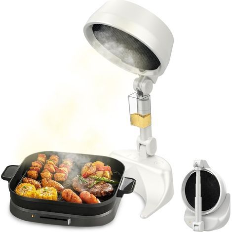 Blanc,Hotte Portable de Cuisine, Pliable Mini Hotte Aspirante et Purificateur, Hotte de Cuisine de Bureau Ions Négatifs Pour Dortoir, Camping, Barbecue Intérieur, Fondue