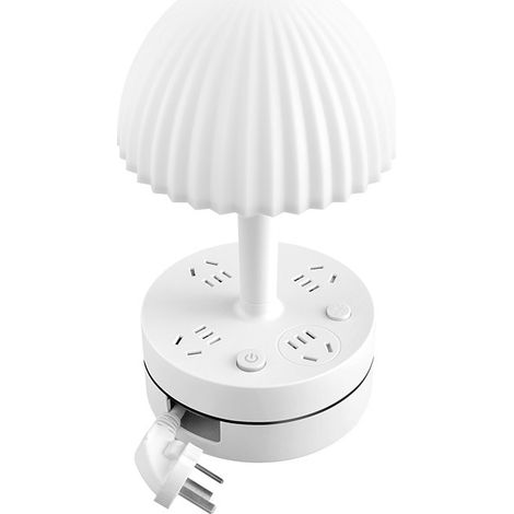 Schreibtischlampe, Schlaflampe, dreifarbiges Licht, 3 Steckdosen, 2 USB + Typ C, 1,8 m (weiß)