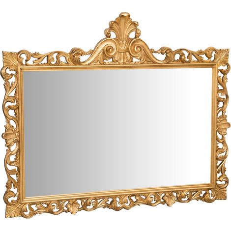 Miroir Mural à accrocher en BOIS DORÉ À LA FEUILLE D'OR ANTIQUE FABRIQUÉ EN ITALIE