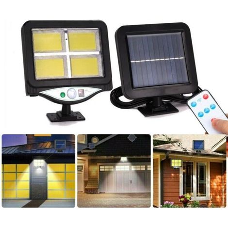 FARO SOLARE LED CON PANNELLO FARETTO SENSORE DI MOVIMENTO 128 LED COB BK-128-4