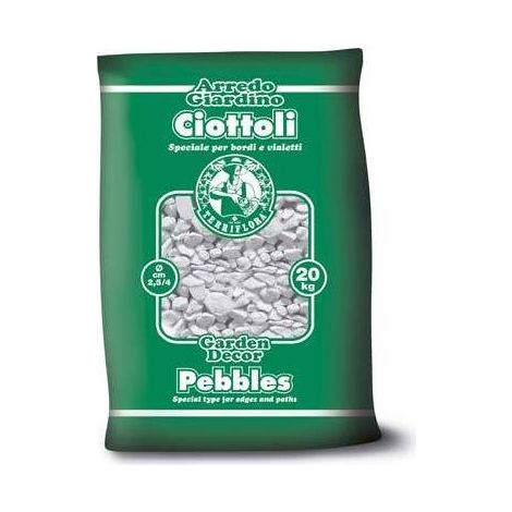 Ciottolo bianco in marmo - Misure: mm 25/40 - Peso: Kg 25