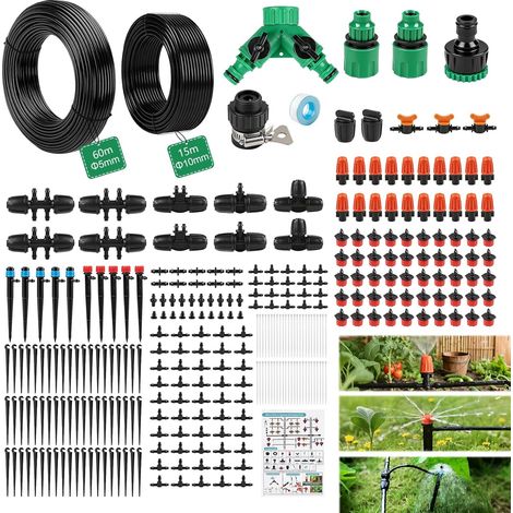 315 x Drip Irrigation System with 60 m + 15 m Hose, Automatic Watering Kit for Garden, Drip Irrigation Kit for Plants, Greenhouse, Balcony, Pots, Lawns (1/5)