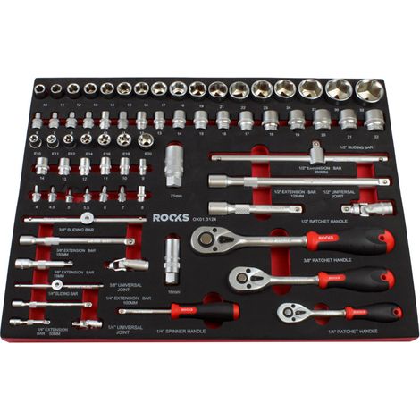 Set Chiavi a Bussola ROOKS 72 pezzi 1/4”, 3/8”, 1/2” (OK01.3124) (1/5)
