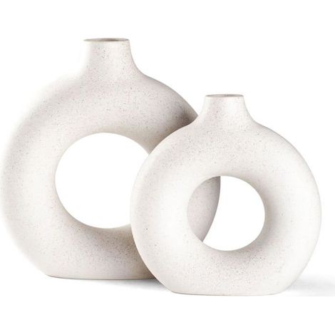 Ensemble de vases Pampas, vases créatifs pour une décoration intérieure moderne, vase fait main, blanc mat (1/5)