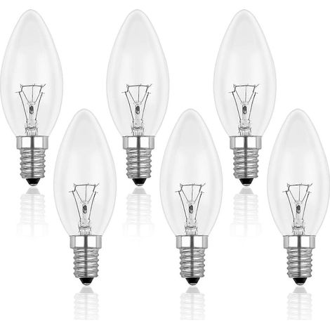 Ampoule bougie transparente E14 40 W, ampoule incandescente à intensité variable, blanc chaud 2700 K, 400 lm, effet flamme, culot E1 (1/5)